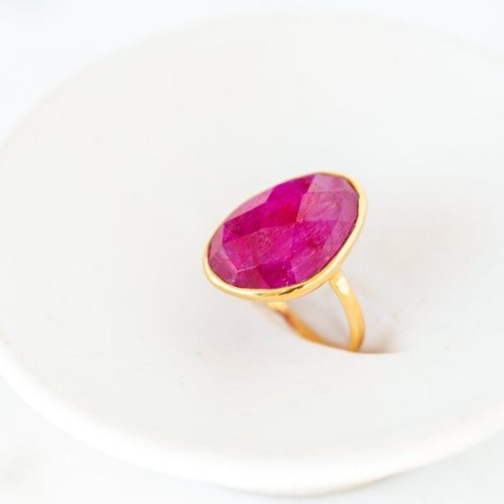 Gorgeous Statement Ring Ruby Gemstone Cocktail Ri… - image 6